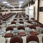 نیمکت اموزشی چرم دارو دسته فایبر گلاس مشکی با پایه ابکاری